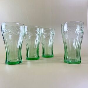 Set of 4 | Vintage Libbey Coca-Cola Glasses | Green Tint | Georgia Green